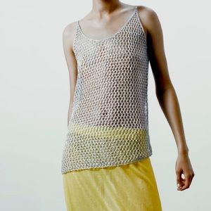 Zara metallic mesh knit top